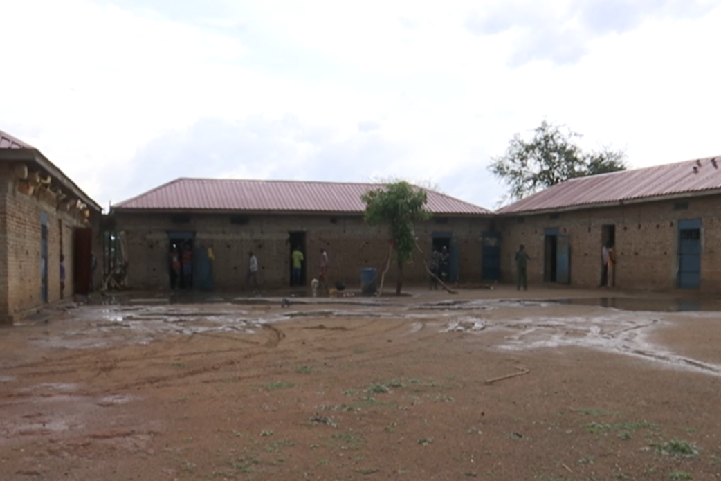 Three prison buildings adjoining with a courtyard between them