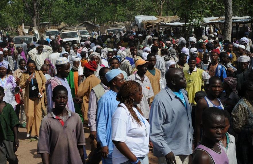 Wide view shot of a crowd of people